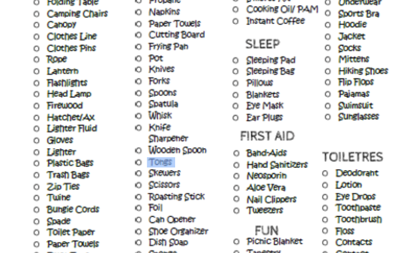 Ultimate Camping Packing List